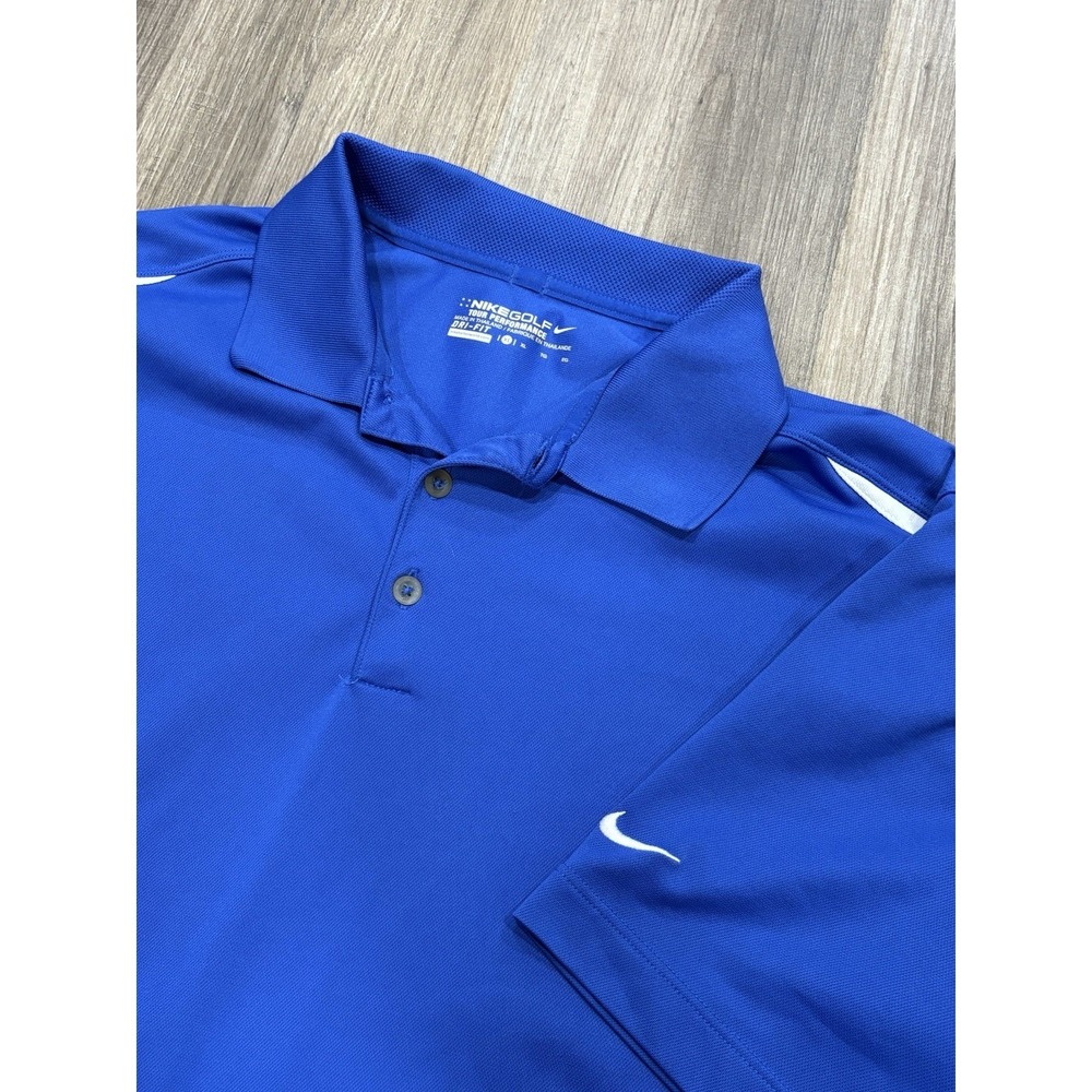 Nike Dri Fit Short Sleeve Mens Size XL Solid Blue Tour Performance Polo Shirt‎